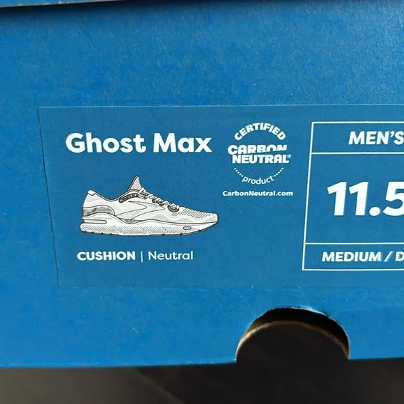 Brooks MEN’S GHOST MAX IN WHITE/OYSTER/METALLIC SILVER SZ 11.5 NEW IN BOX - Picture 11 of 11